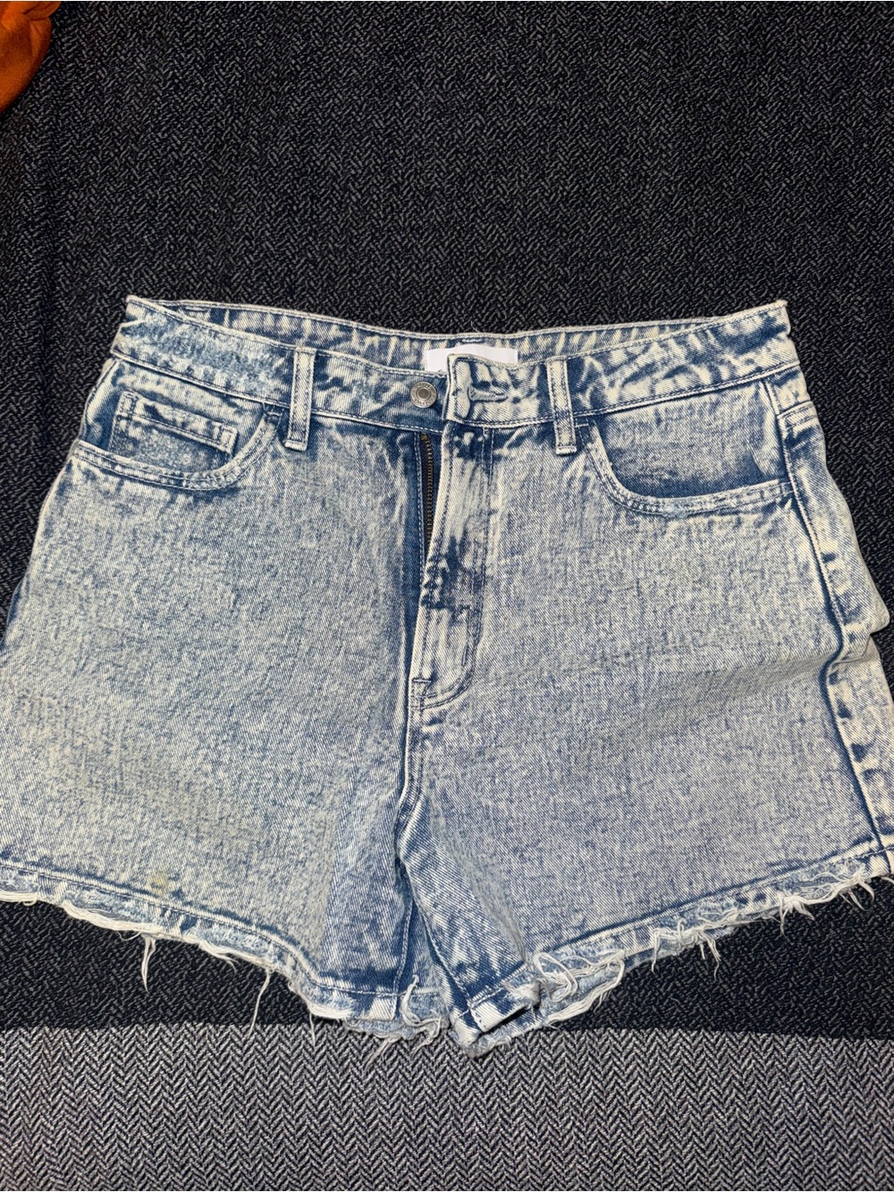 High-Rise Washed Light Blue Denim Shorts